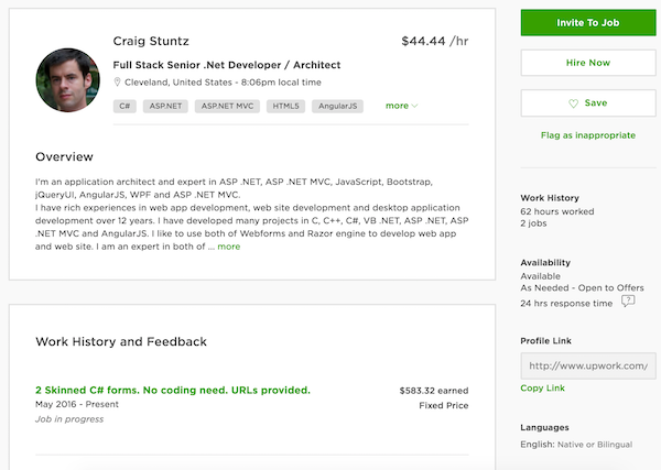 Fake profile on upwork.com